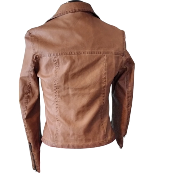 William Rast faux leather Bomber Biker Jacket zipper sleeves pockets fully lined - Picture 7 of 12